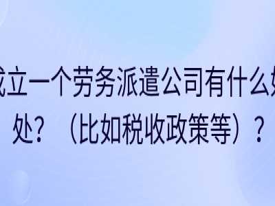 成立一个劳务派遣公司有什么好处？（比如税收政策等）？